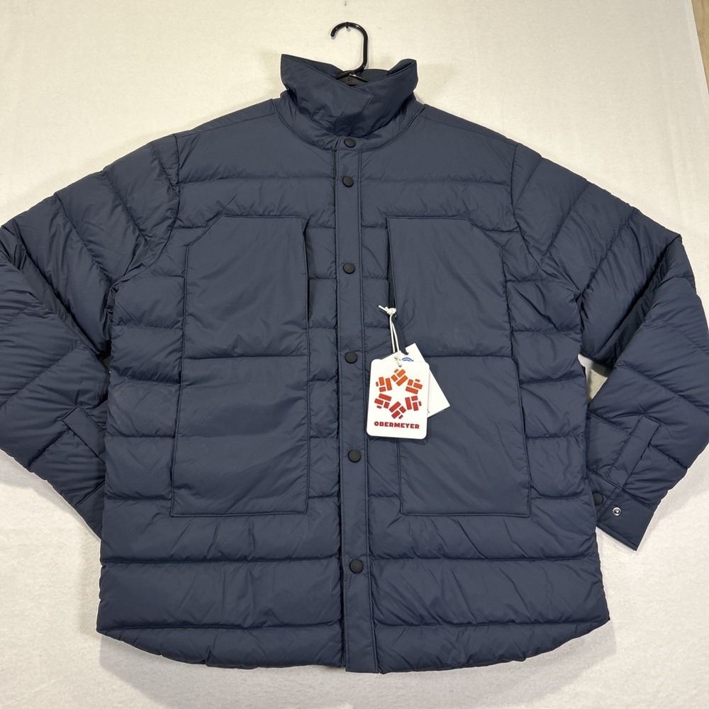 Obermeyer Explorer Down Shirt Mens Large Puffer Jacket Blue Nights 24100 NEW